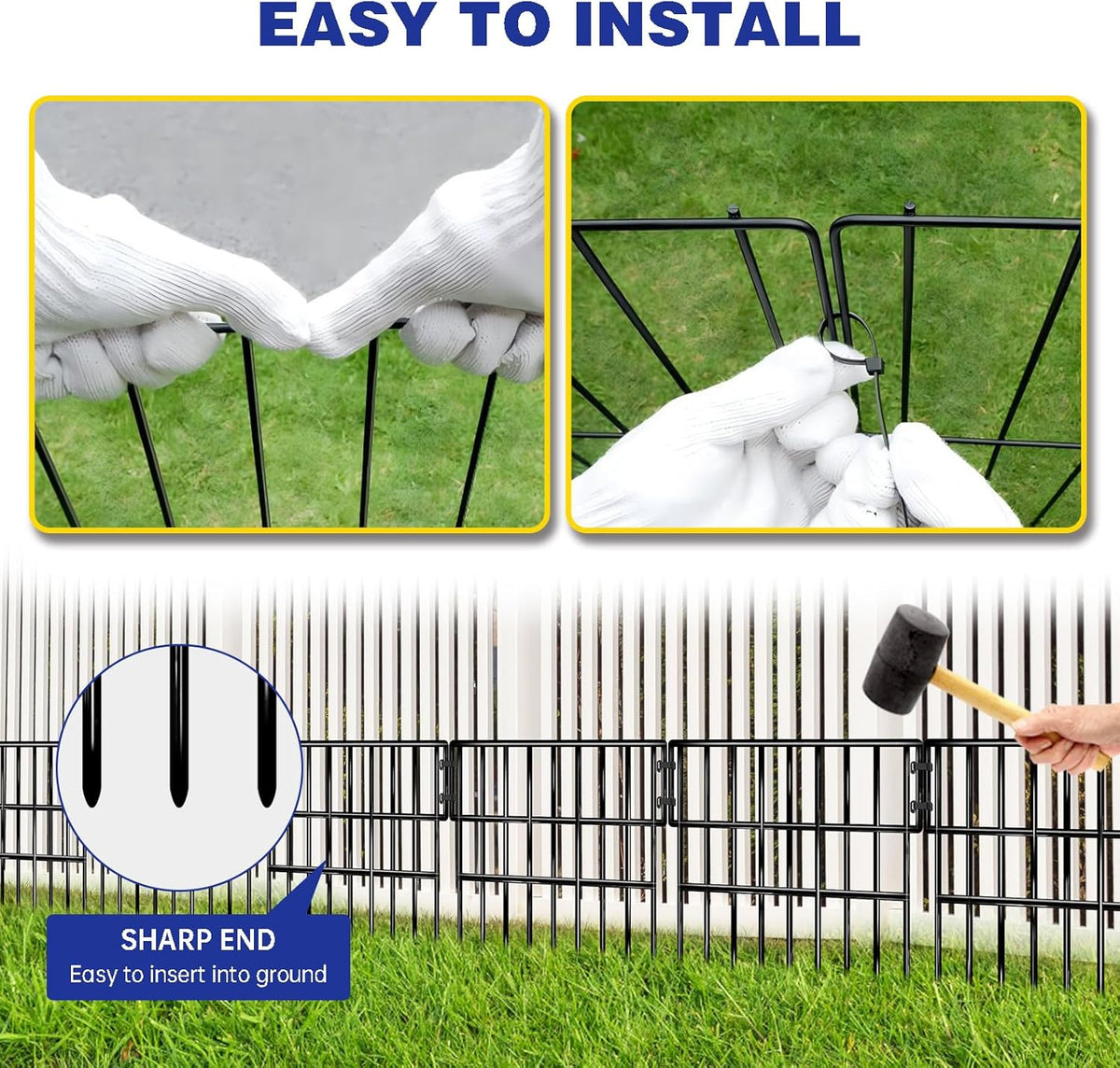 25 Panels Animal Barrier Fence, 27 Ft(L) X 13 in(H) No Dig Garden Edging Border for Yard, Anti