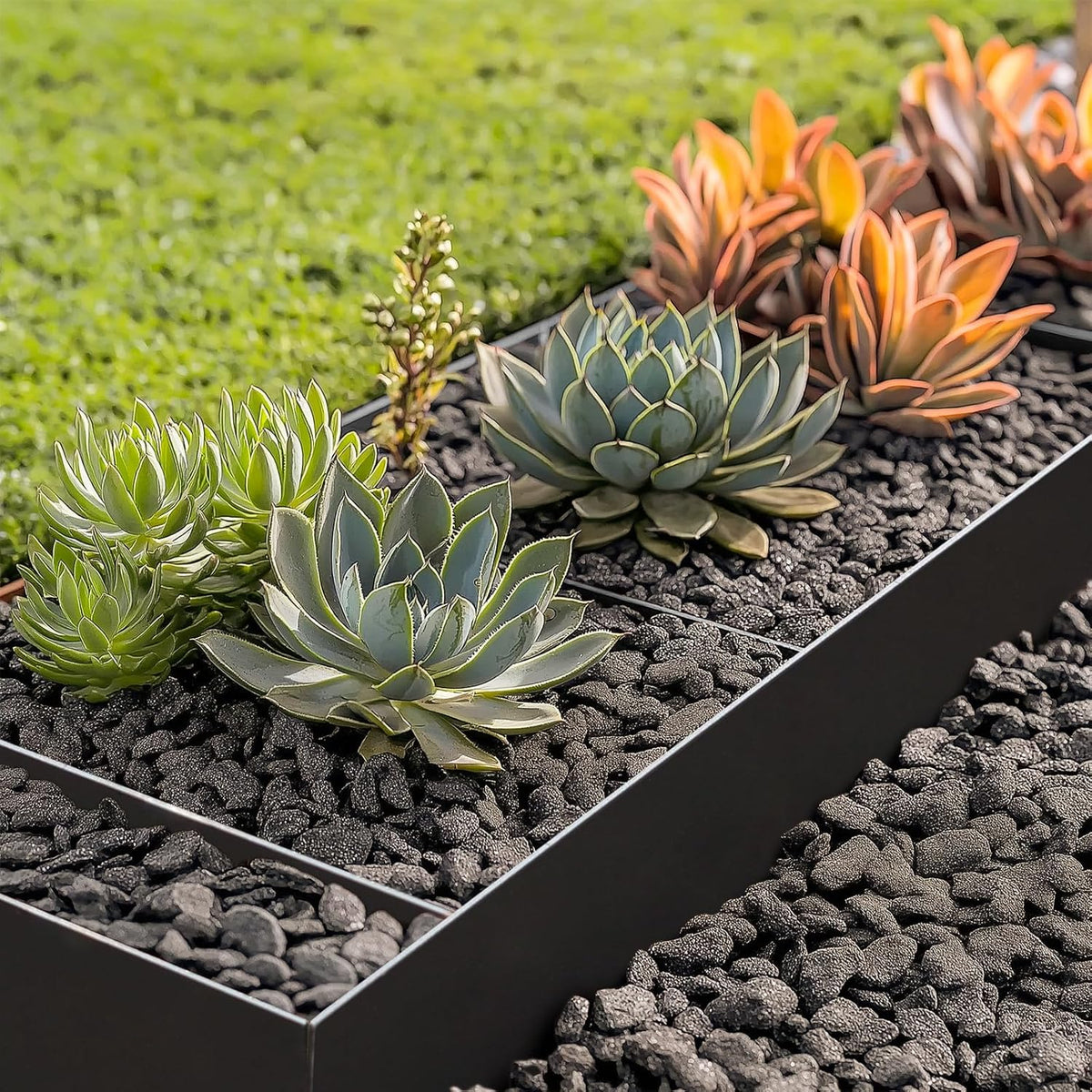 10-Pack Galvanized Steel Landscape Lawn Edging - 6.5 inch Height Black Powder Coated Bendable Metal