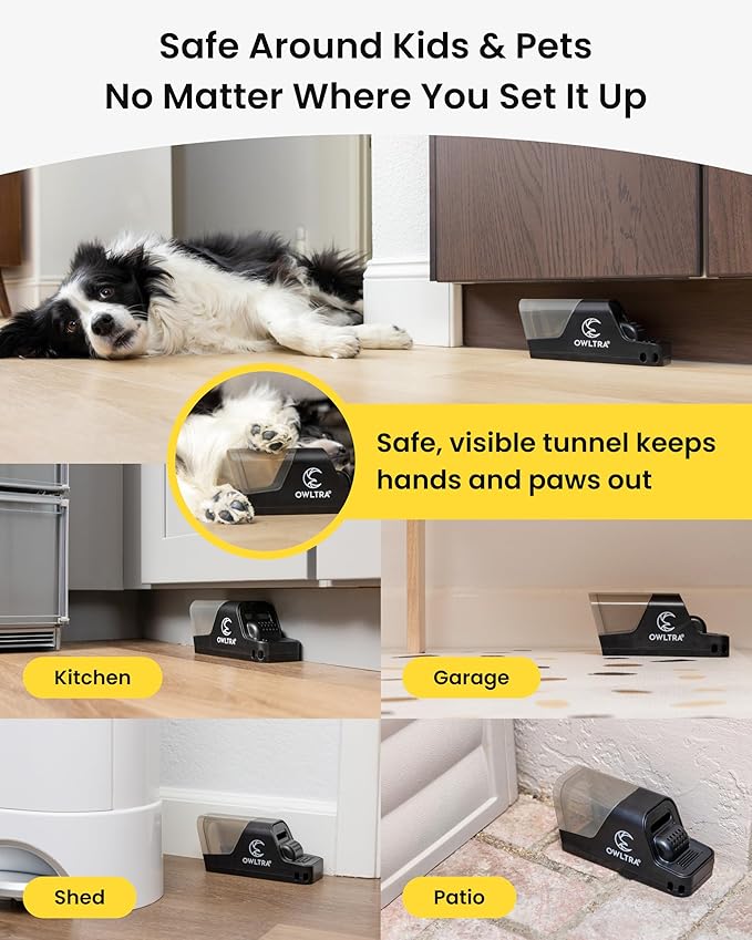 OWLTRA in-/Outdoor Safe Extra Large Plastic Tunnel Snap Rat Trap 2PCS, Instant Kill Rodent Snap