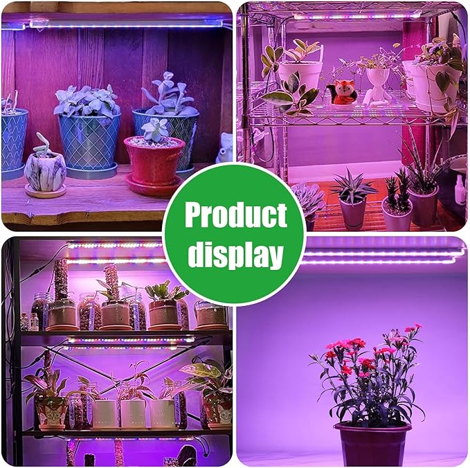 Two Strip Growing Lamp for Indoor Plants, Red & Blue & Yellow Full Spectrum LED Grow Light Strips