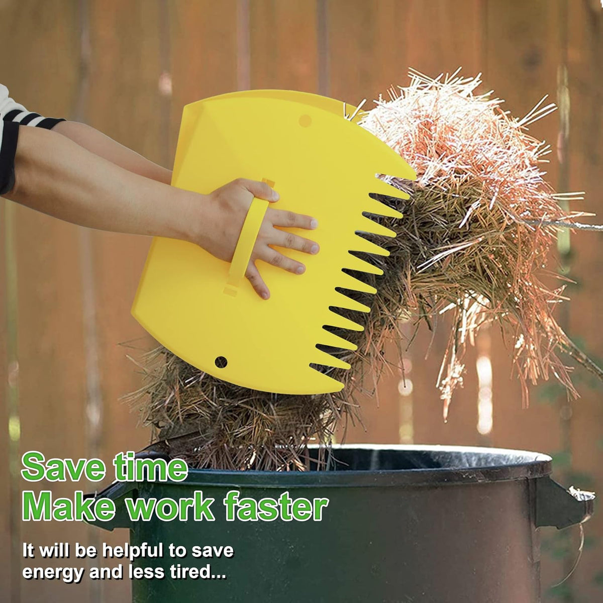 GardenHOME Leaf Scoops Hand Rakes, Large Leaf Grabbers for Yard Work and Garden Use, Clear and