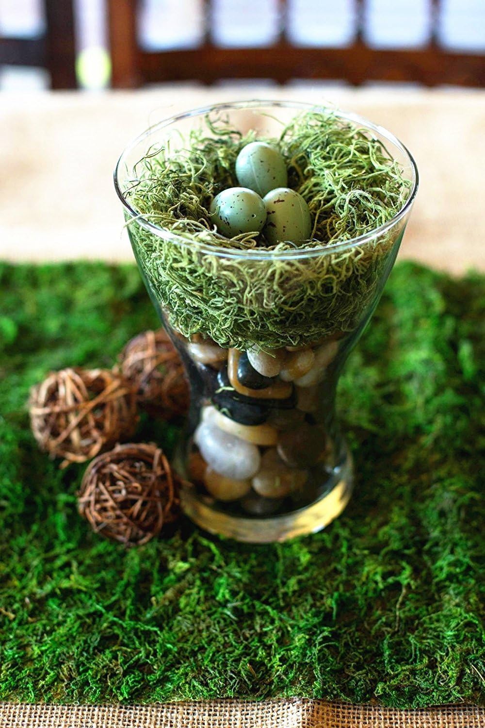 Byher Dried Moss Table Runner for Party Garden Decoration, Dark Green 30cm X 180cm ( 12" x 71" )