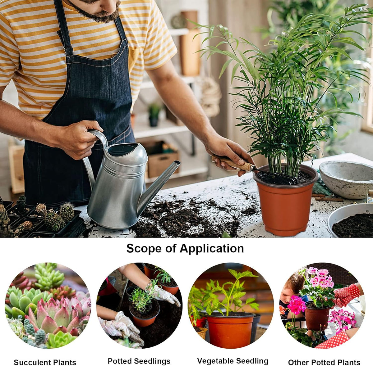 Augshy 40 Pcs 6" Plastic Plant Nursery Seed Starting Pots for Indoor Outdoor Succulent Seedling