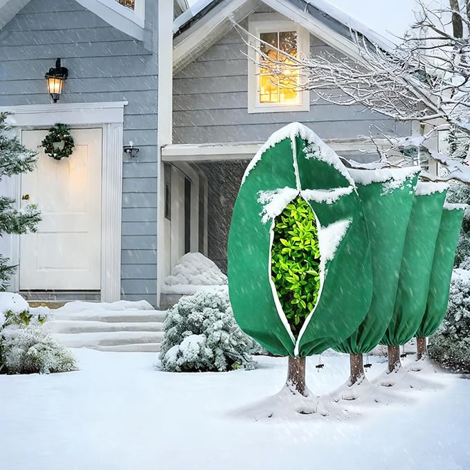 5Pcs Plant Frost Protection Covers 47.2x70.9 Inches – Reusable Breathable Freeze Blankets with