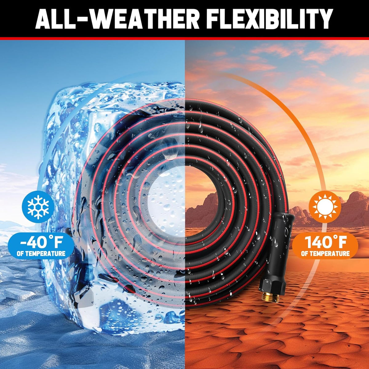 Garden Hose 25ft x 5/8", NON-EXPANDABLE Heavy Duty Premium Flexible Water Hose, No Kink, Leakproof