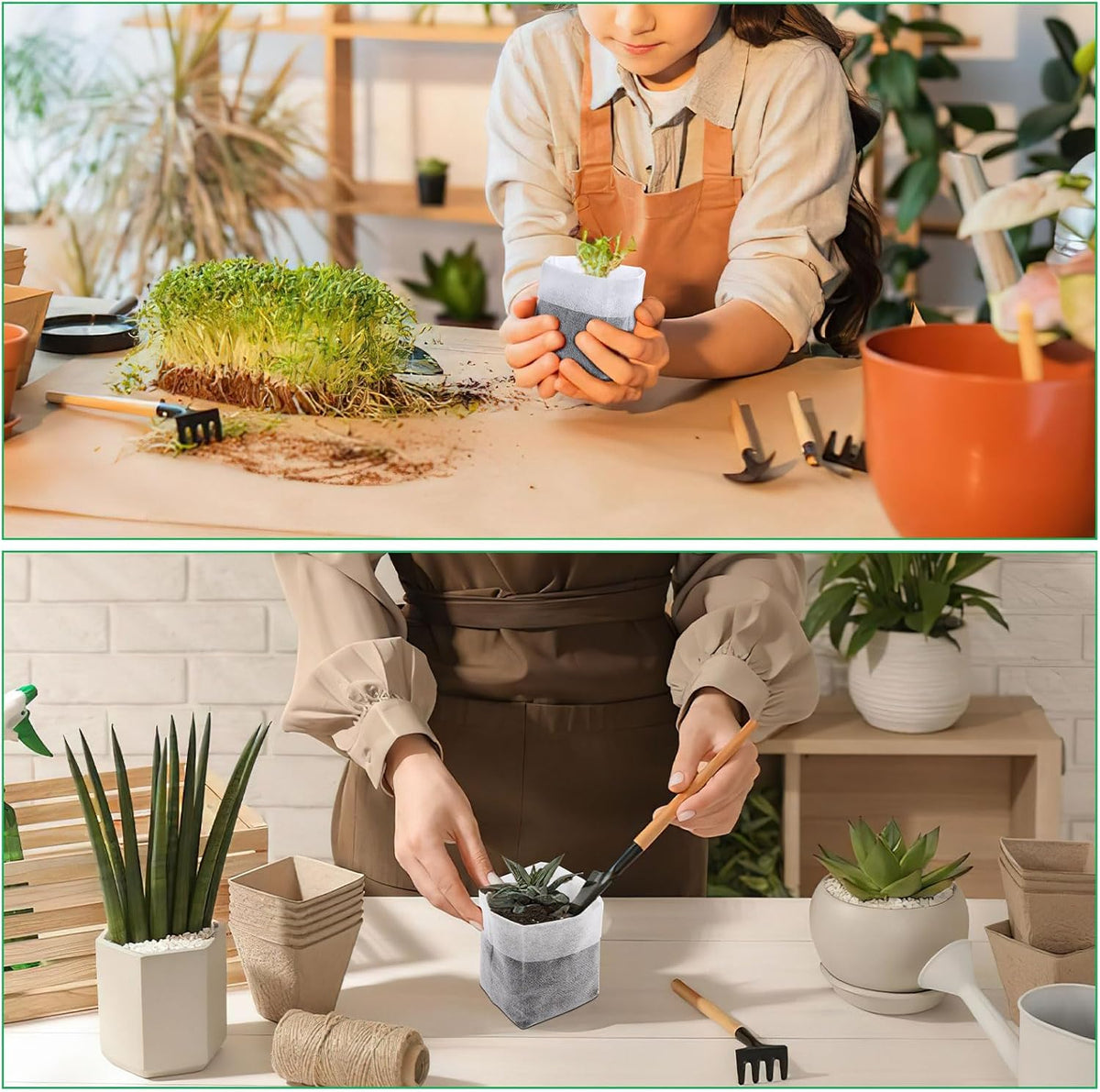 Augshy Nursery Growing Bags, 200Pcs Plant Grow Bags Non-Woven Fabric Seedling Pots Seedling Bags