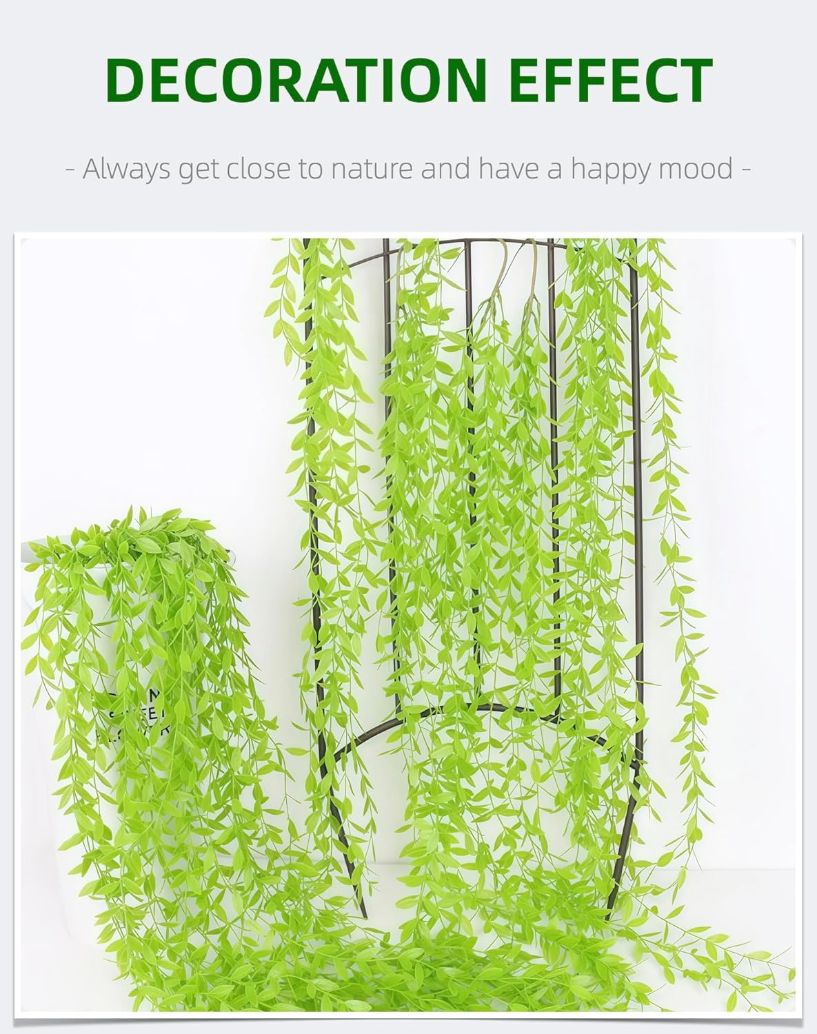 5 Pack Artificial Hanging Willow Vine (3.3ft) - Fake Greenery Plants for Indoor/Outdoor Decor