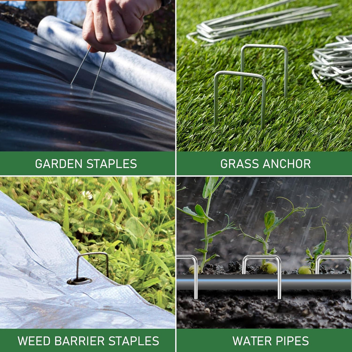 200 Pack Landscape Staples 6 Inches 11 Gauge Stakes, Galvanized Garden Stakes U-Shaped Pins and