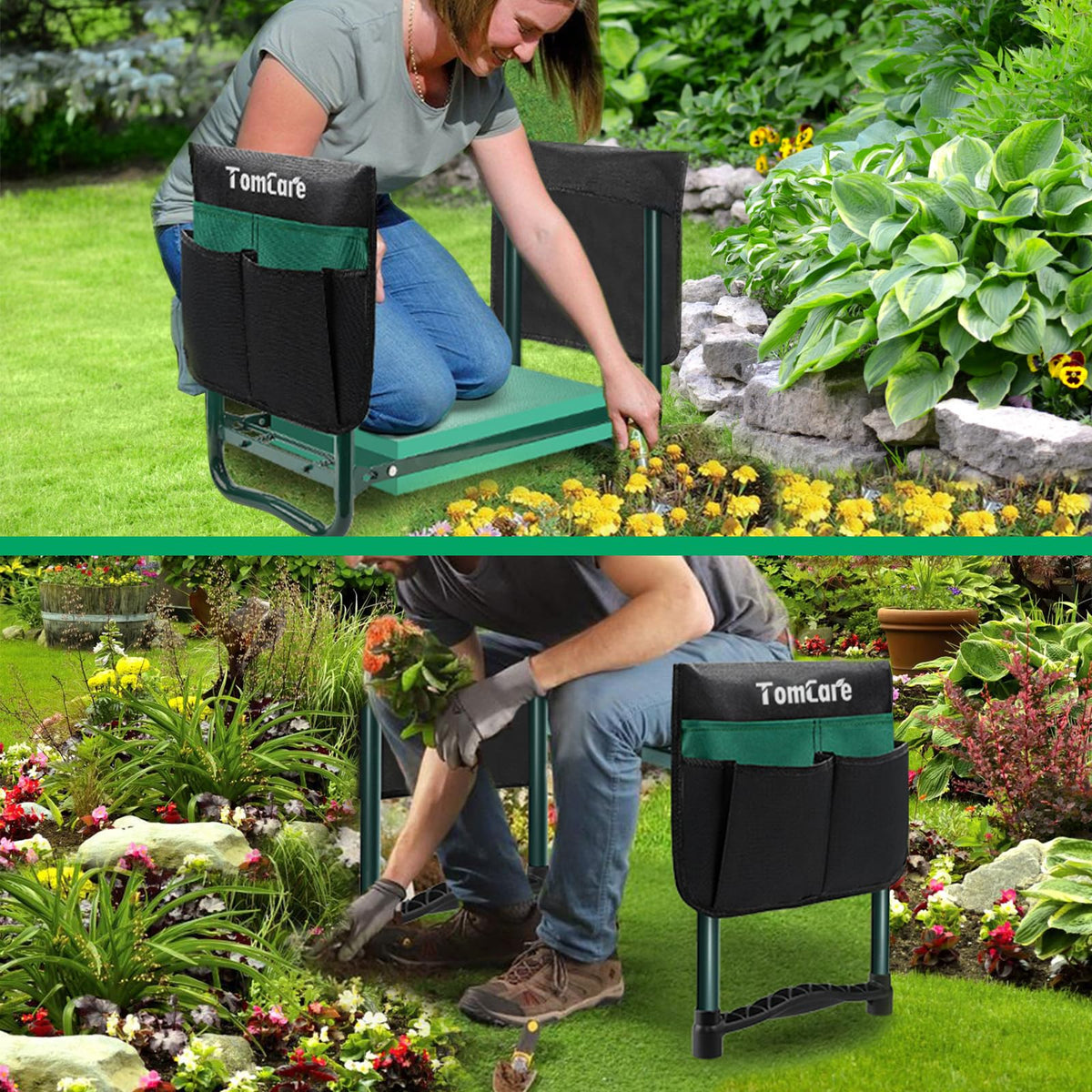 TomCare Garden Kneeler and Seat, 11.12" Kneeling Pad Sturdy Garden Bench