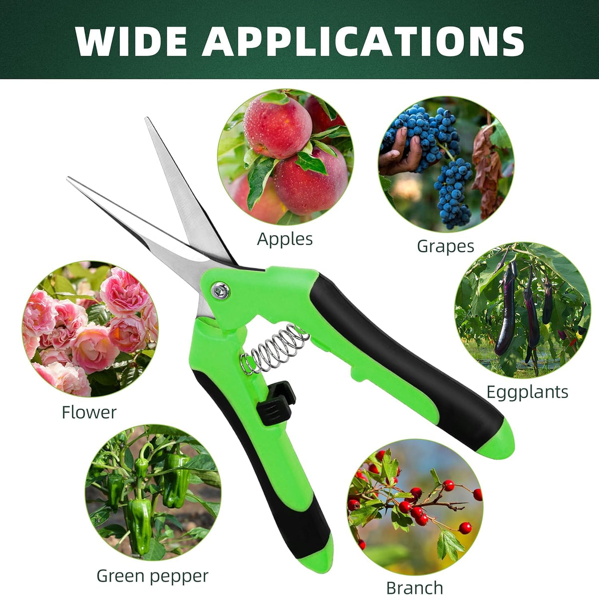 3 Pack Garden Pruning Shears, Stainless Steel Shears, Gardening Shears, Scissors, Garden Clippers