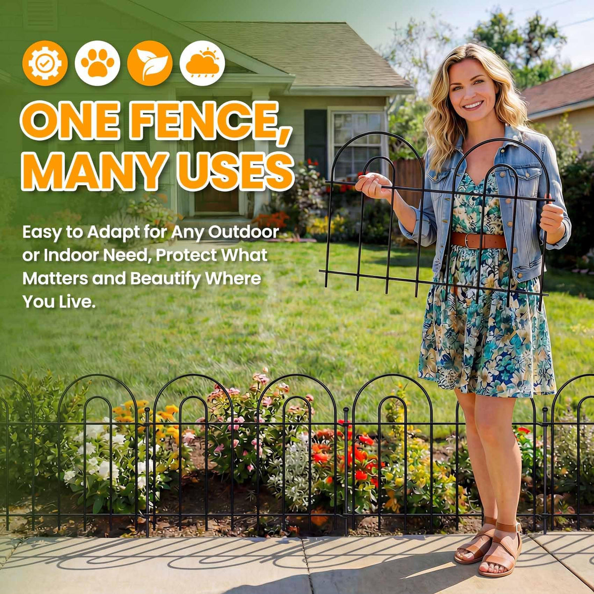 28 Pack 40ft x 13in Decorative Garden Fence Panels - Animal Barrier No Dig Fence Garden Fencing Dog