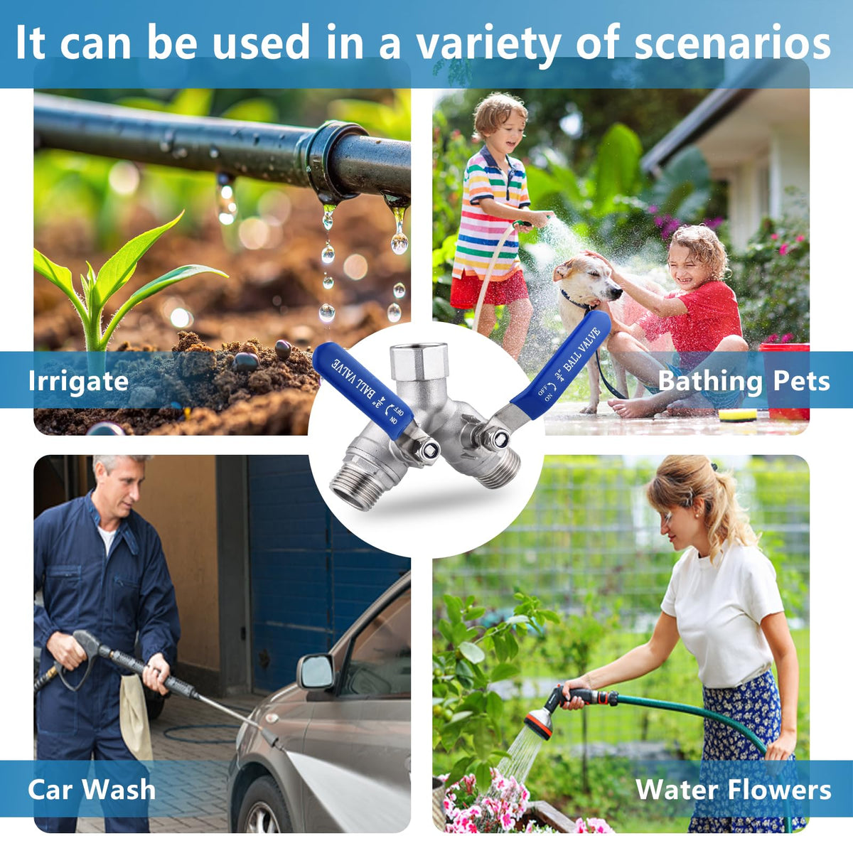 SNUTUYA 304 Stainless Steel Garden Hose Splitter 2 Way Heavy Duty, Full Flow Y Valve Water Hose