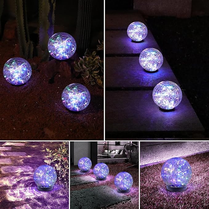 Solar Globe Lights Outdoor Waterproof-Solar Balls-Solar Garden Lights-Orbs for Outside 2 Pack