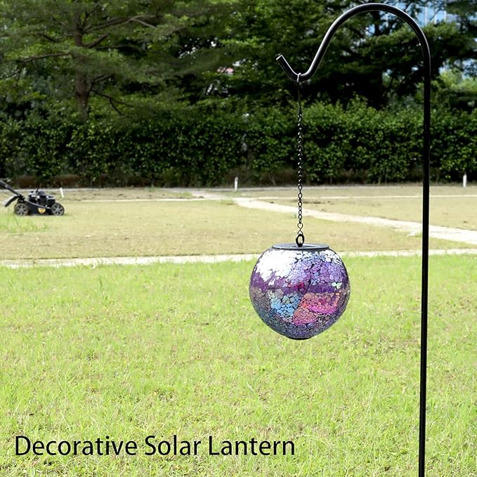 VCUTEKA Solar Lanterns Outdoor Waterproof - Hanging Solar Lights Garden LED Lanterns Mosaic Crack