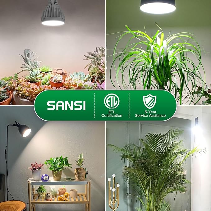 SANSI 24W Grow Light Bulb for Seeds and Greens, 300W Equivalent Full Spectrum LED Grow Bulb for