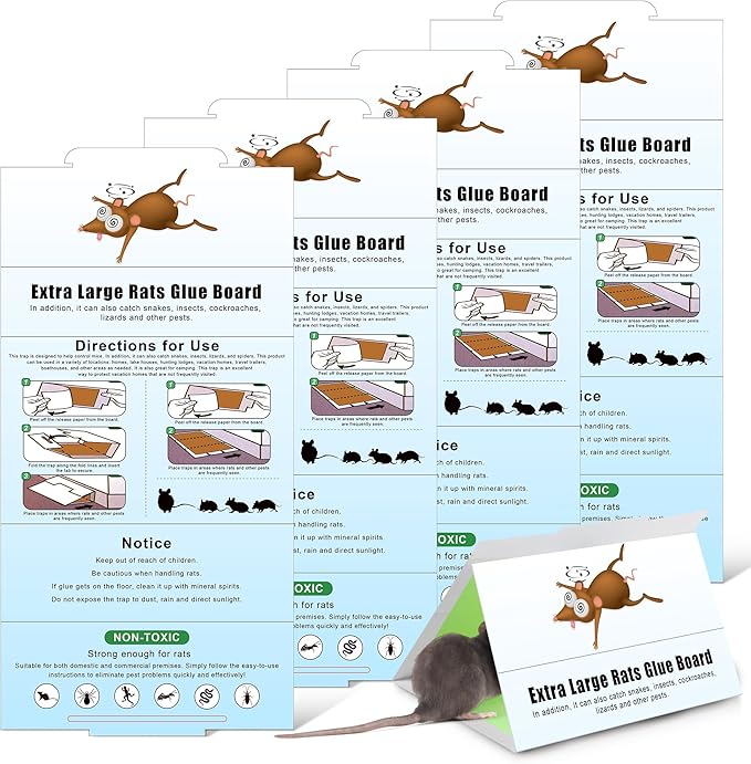 Qualirey 4 Pack Sticky Mouse Traps 8 x 14 Large Sticky Rat & Mouse Glue Boards for Inside Outside