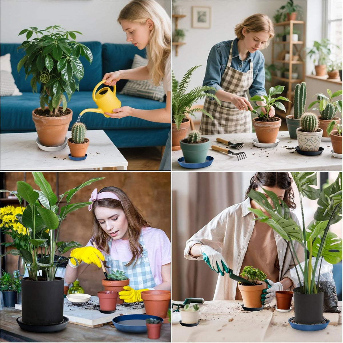 2 Pack 8 Inch Flower Pot Saucers - 9 Inch (8.7 Inch) Ceramic Plant Saucer for Outdoors & Indoors