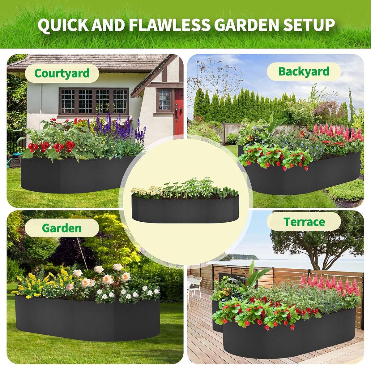 2 Pack Fabric Raised Garden Bed 6FTx3FTx1FT Plant Grow Bags Large Oval Garden Grow Bags Breathable
