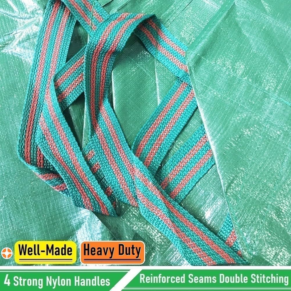7x7 Ft Yard Garden Leaf Tarp W/ 4 Handles Waterproof Tarp for Sandbox Cover,Outdoor Tarpaulin,Lawn