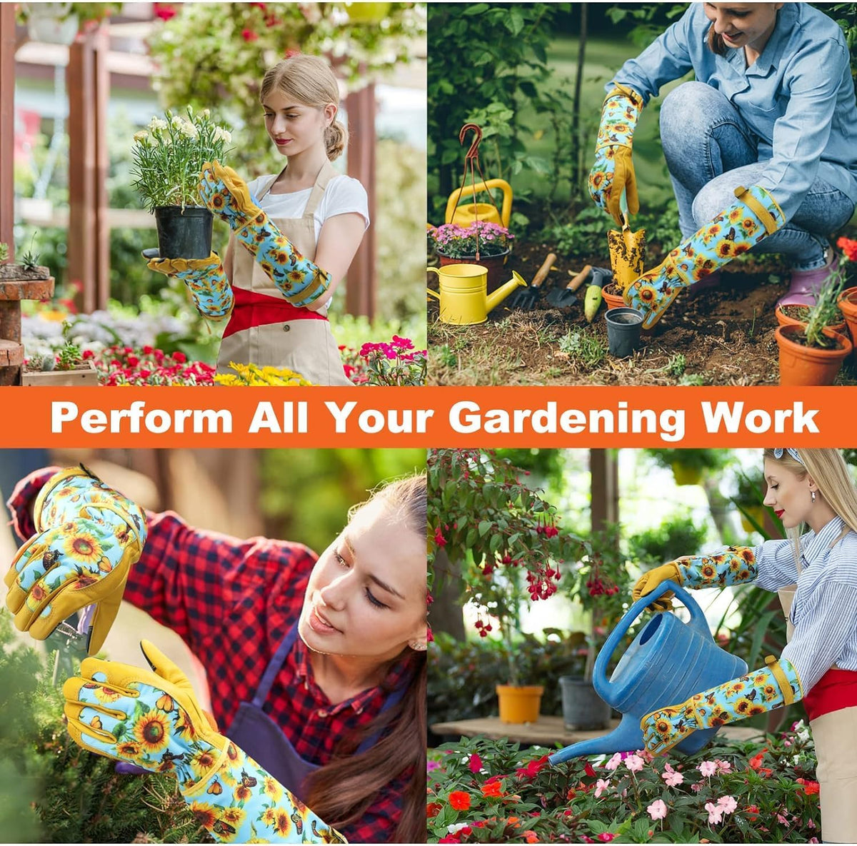 DLY Gardening Gloves for Women, Rose Gloves Gardening Thorn Proof, Long Garden Gloves for Women
