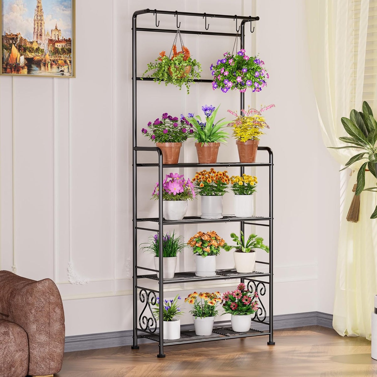 Plant Stand Indoor Outdoor Heavy Duty Metal - 68.4" Tall 4-Tier Shelf for Multiple Plants, Flowers