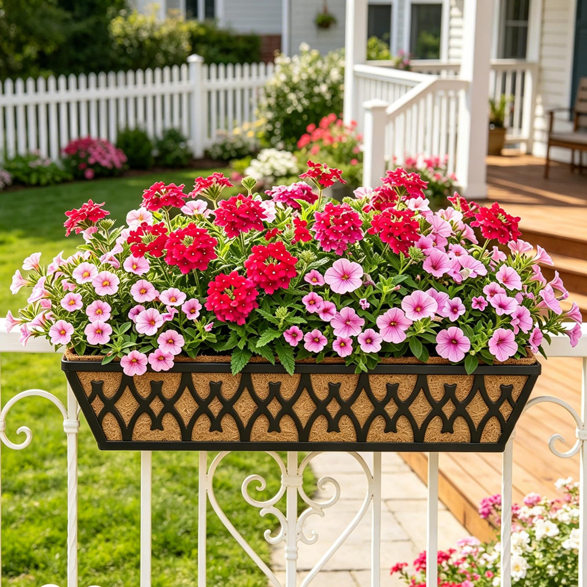 4 Pack 24 Inch Window Boxes Planters for Outdoor Plants Railing Planter Box with Adjustable