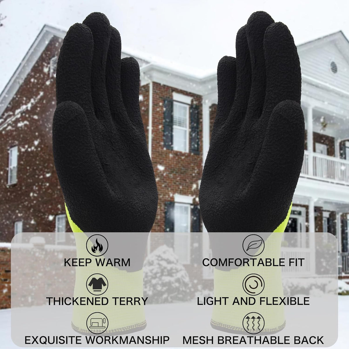 LOCCEF 2 Pairs Winter Work Gloves for Men and Women, Freezer Gloves for Work Below Zero, Thermal