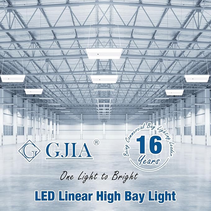 LED Linear High Bay Light 4-Pack, 300W 45000LM 0-10V Dimmable 5000K Daylight, Adjustable High Bay