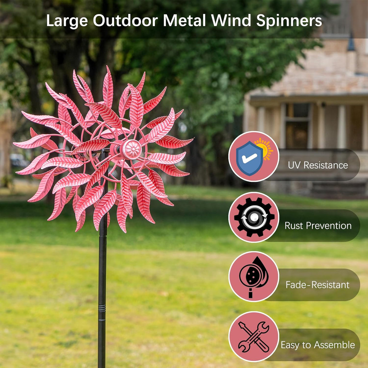 SenflameLarge Outdoor Metal Wind Spinner,Two-Way Wind Sculptures,360 Degrees Kinetic Wind Spinners