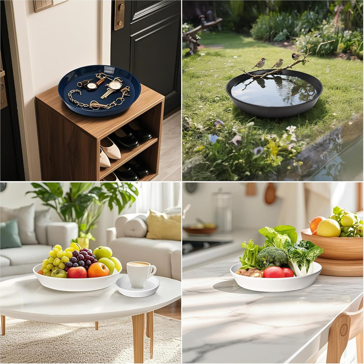 Plant Saucers 12 Inch (12.7 Inch) Plant Trays, Durable Round Glazed Ceramic Flower Plant Water Drip