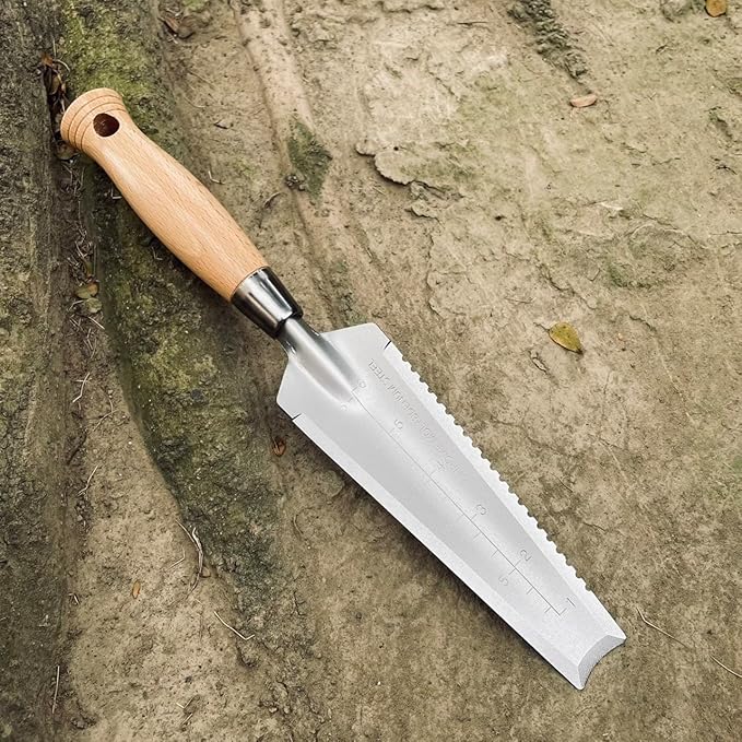 SUMIO 13.3" Alloy Steel Weeding Transplanter, Hori Hori Knife, Digging Trowel with Serrated Edge