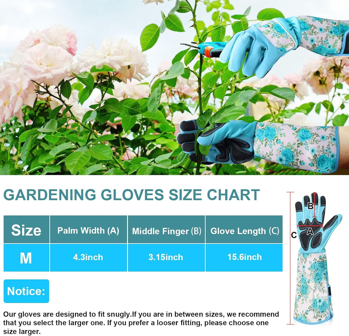 DLY Gardening Gloves for Women, Rose Gloves Gardening Thorn Proof, Long Garden Gloves for Women