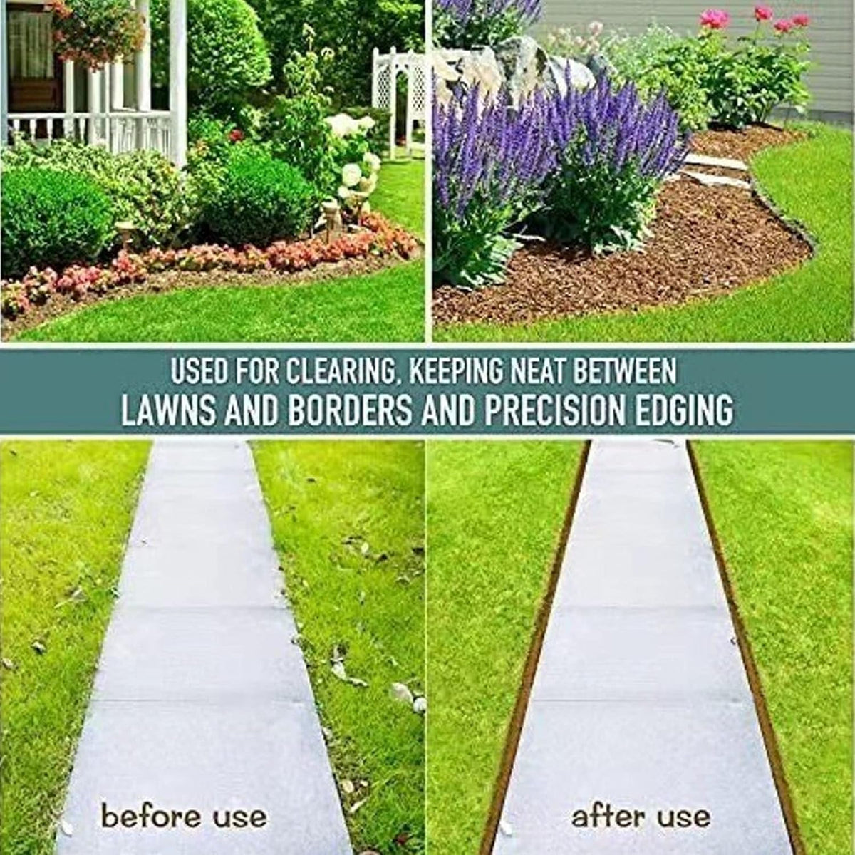 Manual Lawn Edger, Half Moon Saw Tooth Edger, Wide Pedal Garden Trimming Edging Tool for Sidewalk