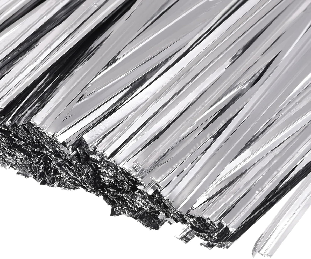 MECCANIXITY Foil Twist Ties 6" 15cm Metallic Plastic Closure Tie for Tying Bread, Candy, Cookies