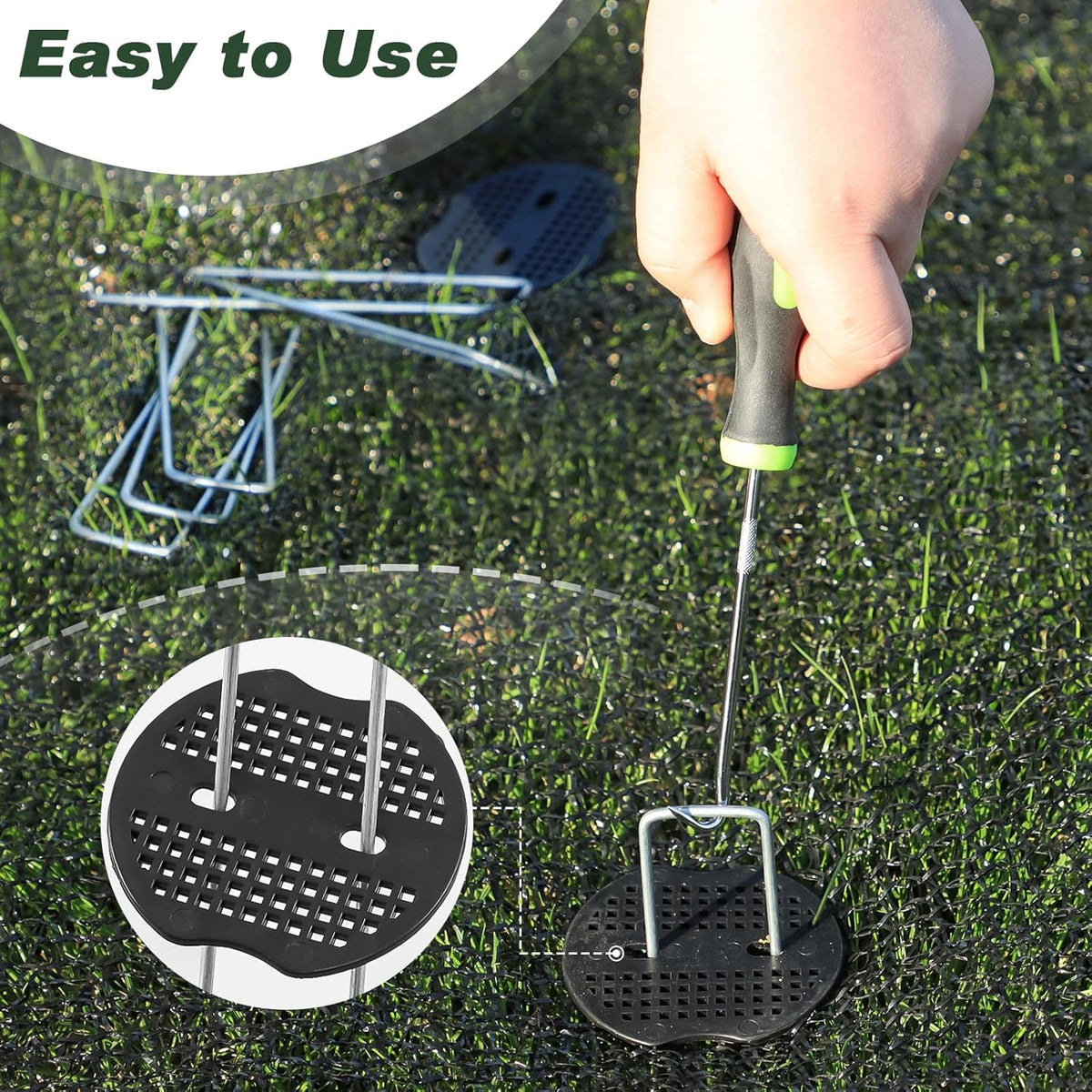 FEED GARDEN 6 Inch 100 Pcs Galvanized Landscape Staples 100 Pcs Gaskets Pick Hook Garden Stakes 11