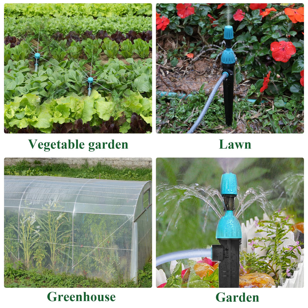 TRJZWA 150FT Drip Irrigation System Kit with 2 Zone Water Timer for Garden