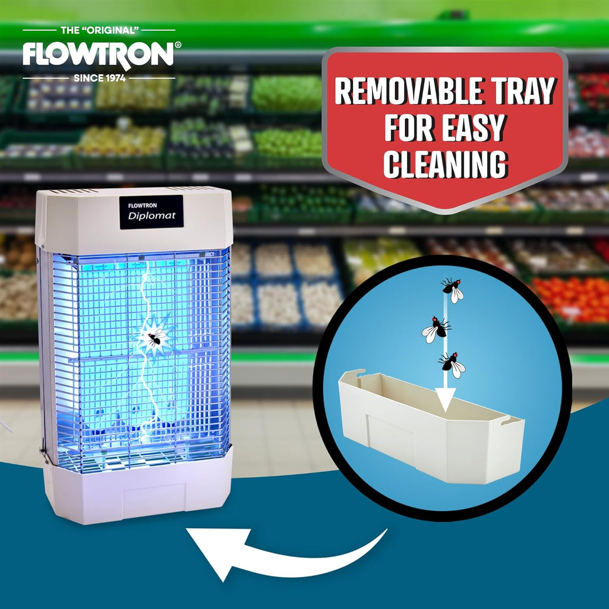 Flowtron Indoor Bug Zapper | Electric Fly & Insect Killer with 120W UV Light, Pheromone Lure