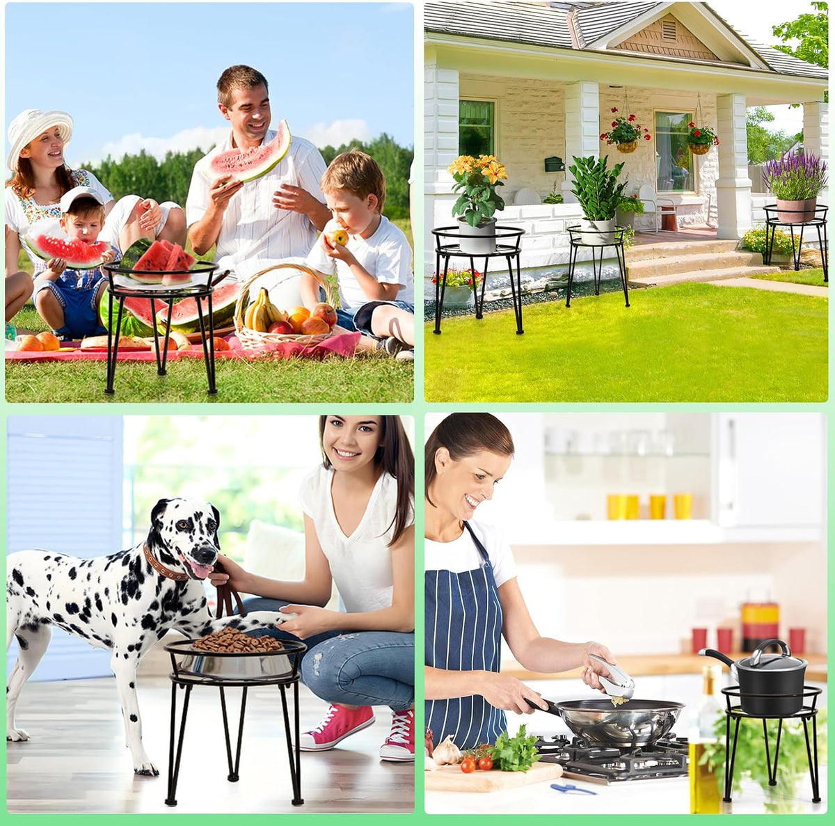 3Pack Metal Plant Stands Outdoor Indoor,Rustproof Iron Flower Pot Stands Outdoor,Heavy Duty Pot