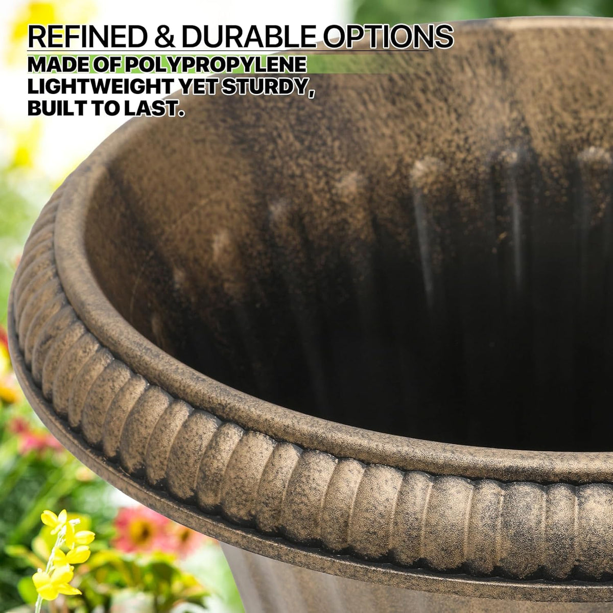 Magshion 20" Urn Planter for Outdoor and Indoor Plants, Large Decorative Front Porch Planter