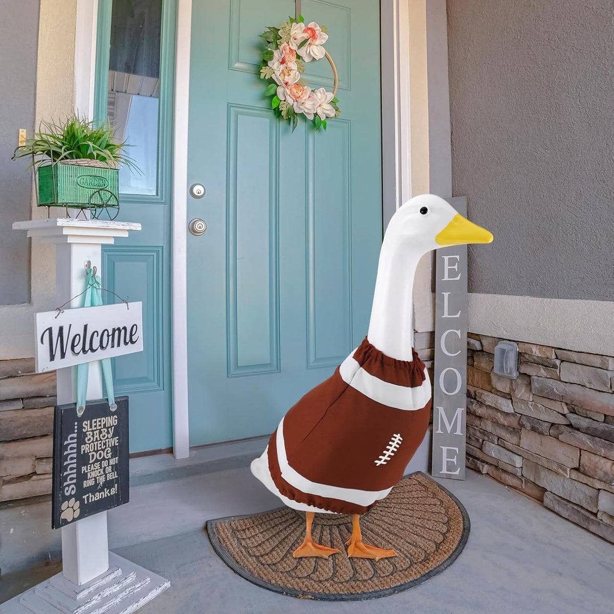 Football Porch Goose Outfit Game Day Costume for Goose Clothes Garden Outdoor Lawn Patio Yard Art