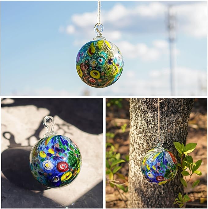 QFkris 4" Hand-Blown Glass Ornaments Glass Christmas Ornaments Friendship Balls for Christmas Tree