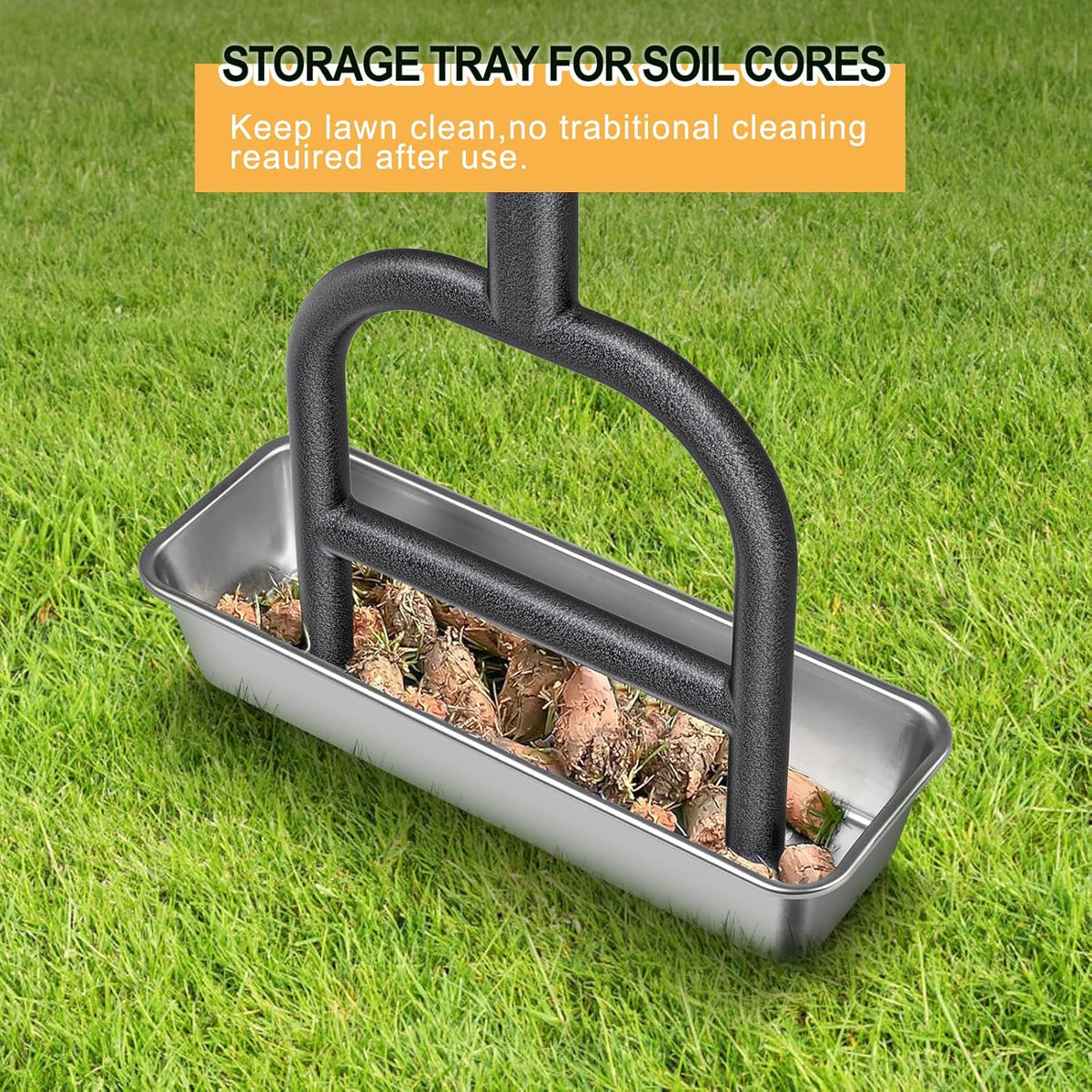 Dolibest Lawn Coring Aerator, Manual Grass Aerating Tool with Stainless Steel Soil Core Storage