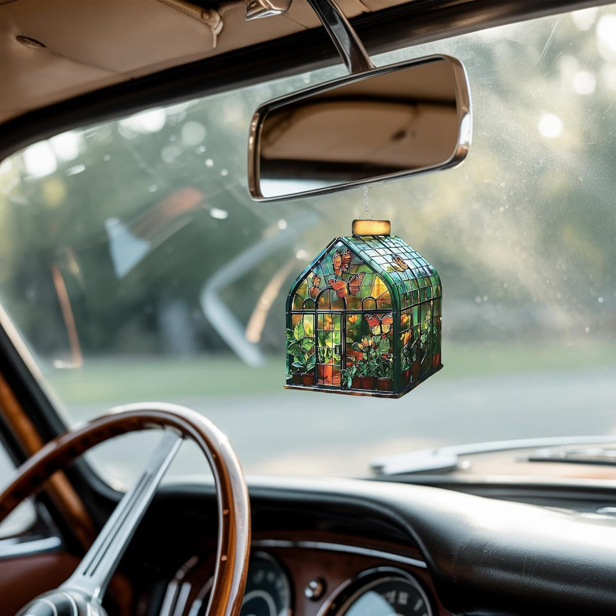 Greenhouse Acrylic Suncatcher Stained Glass Effect Window Car Hanging Christmas Ornament Indoor