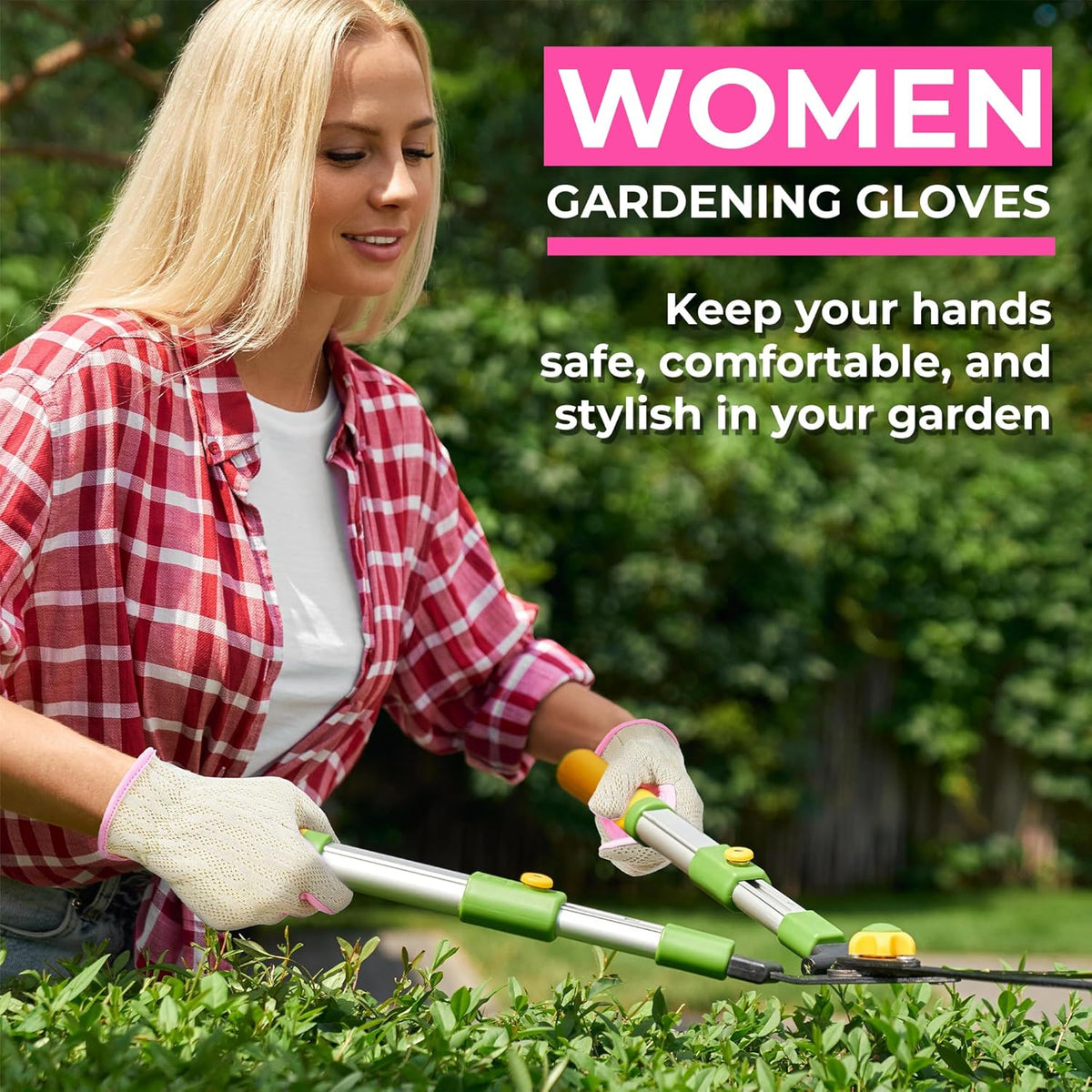 HANDLANDY Gardening Gloves for Women, Breathable Ladies Leather Garden Yard Gloves Best Gift for