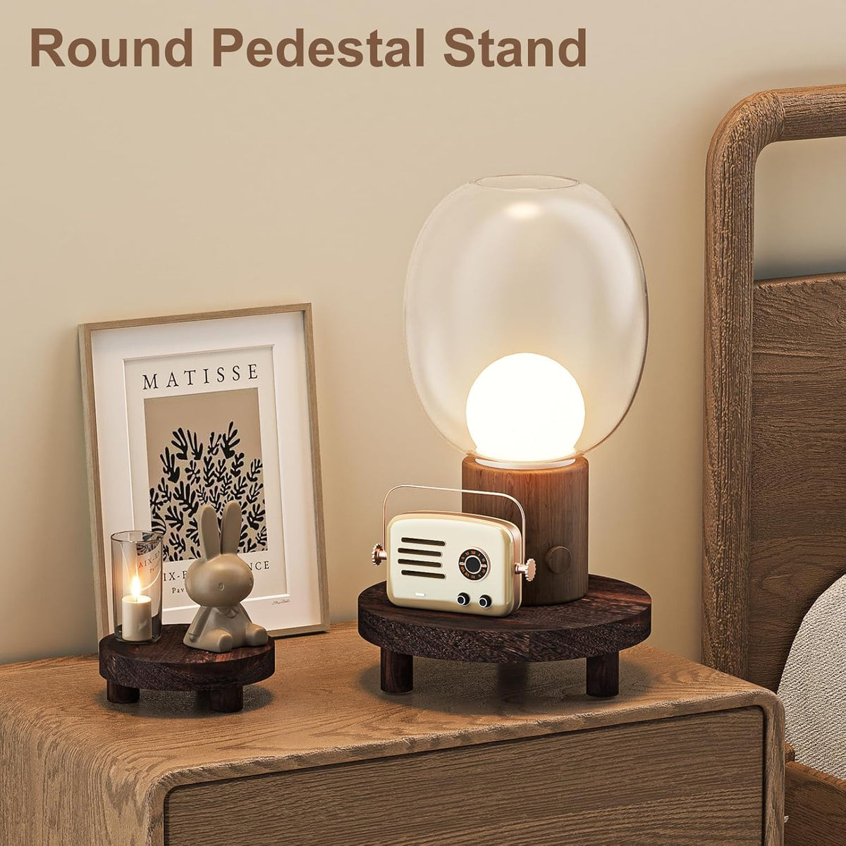 Wood Plant Stand Indoor Outdoor, 12/10/8/6" Round Wood Riser for Decor, Wooden Stool Display Stand