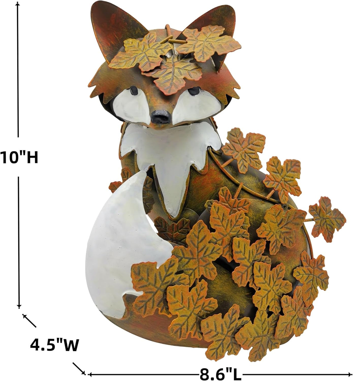 coolboy Garden Metal Fox Outdoor Statues,Interesting Maple Leaf Fox Sculpture for Patio Lawn Home