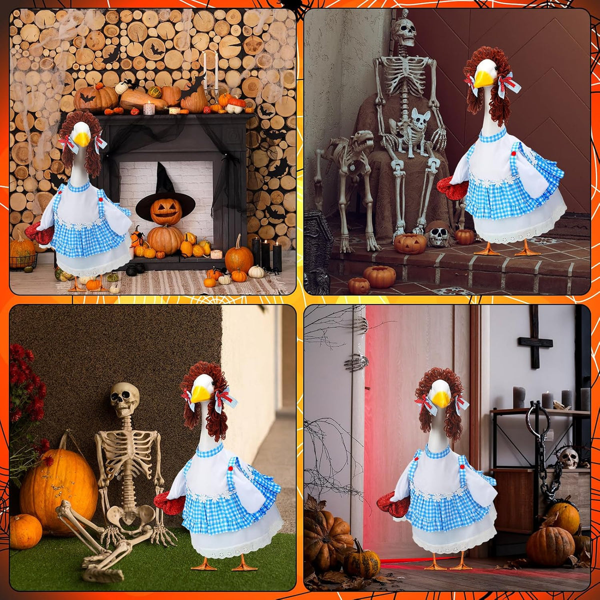 Abbylike Halloween Porch Goose Outfits Blue and White Gingham Wizard Dress Costume Porch Yard Goose