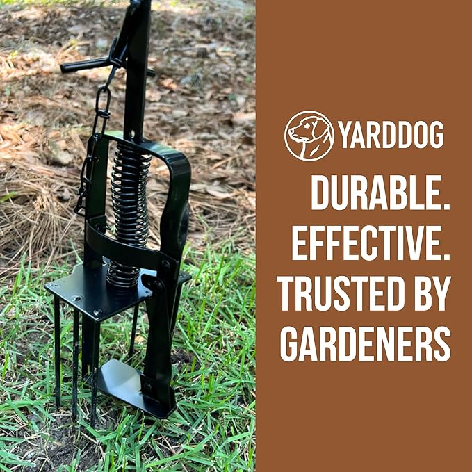 YARDDOG Bite Spikes Plunger Style Mole Trap – Commercial Grade Durable Steel Mole Trap for Lawns