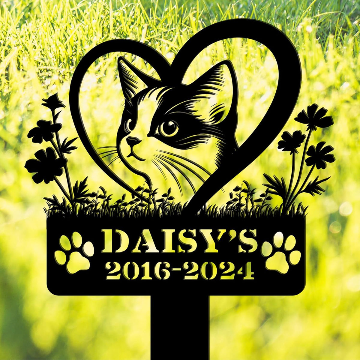 Custom Pet Grave Makers Cat Outdoor, Personalized Cat Memorial Headstones and Grave Makers for Pet