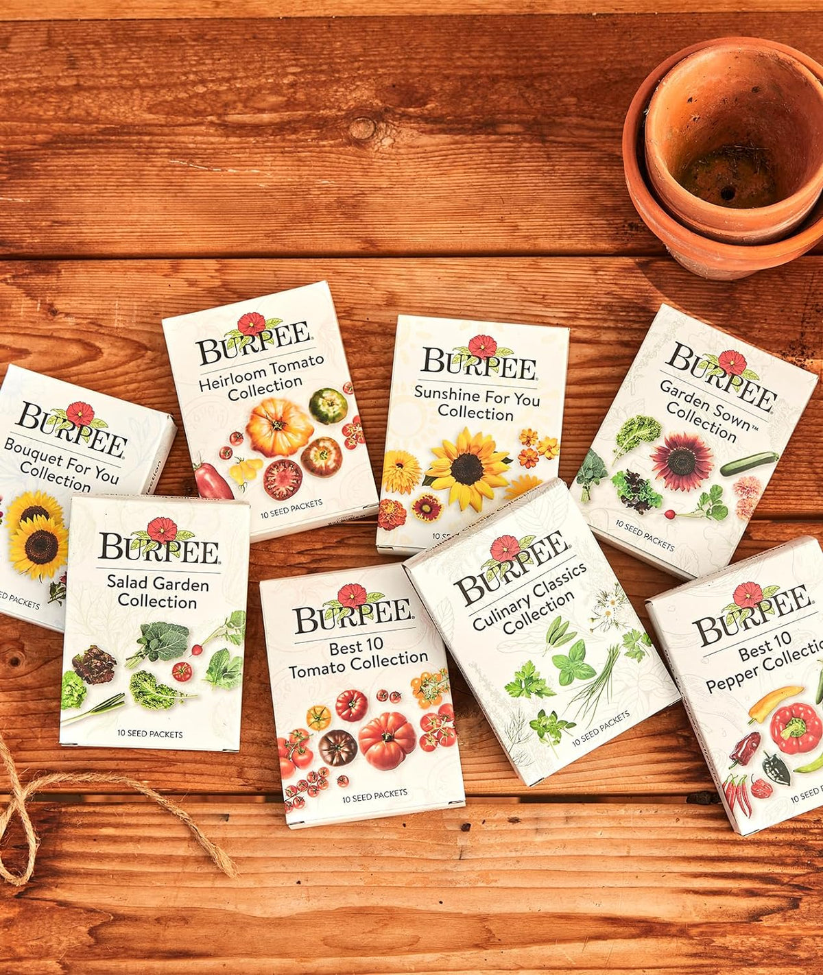 Burpee Garden Sown Flower, Herb & Vegetable 10 Packs of Non-GMO Basil, Lettuce, Cucumber, Radish